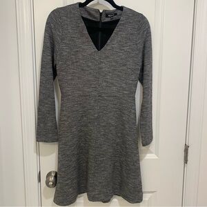 Madewell Heather Gray Long Sleeve V-Neck Fit and Flare Dress Size 4